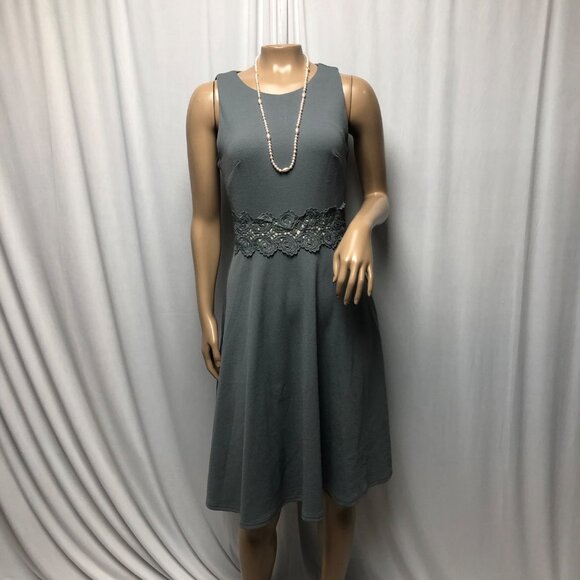 Homeyee Dress Womens Size Small Gray Sleeveless Lace Waist Stretch A-Line - Picture 1 of 7